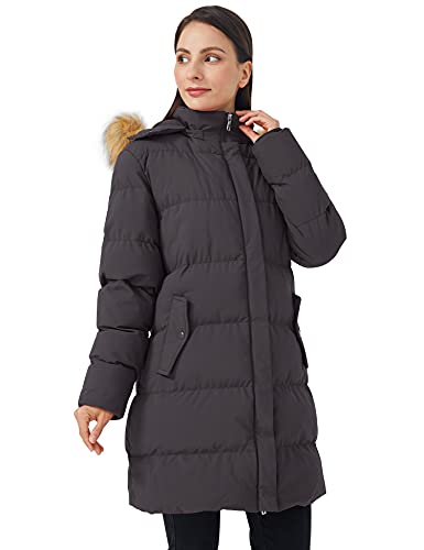 WenVen Women's Winter Thickened Long Puffer Coat Warm Parka Jacket - color: Charcoal, size: Small