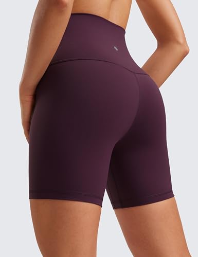 CRZ YOGA Super High Waist Biker Shorts 6" - color: Deep Purple, size: Medium