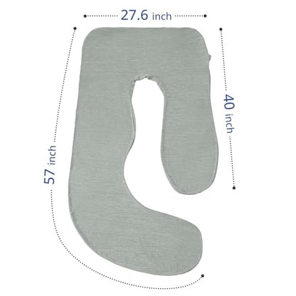 Sasttie Cooling Pregnancy Pillow Cover for 57-inch Maternity, Light Grey - color: Light Grey