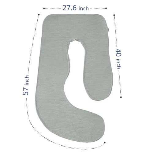 Sasttie Cooling Pregnancy Pillow Cover for 57-inch Maternity, Light Grey - color: Light Grey