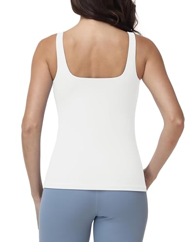 Foucome Nursing Tank Tops Stretch Nursing Cami with Built in Bra - color: White, size: Medium