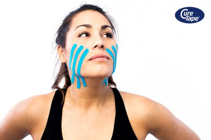 CureTape Kinesiology Tape 0.4in 5 Rolls, Waterproof, Latex-Free, Blue - color: Blue