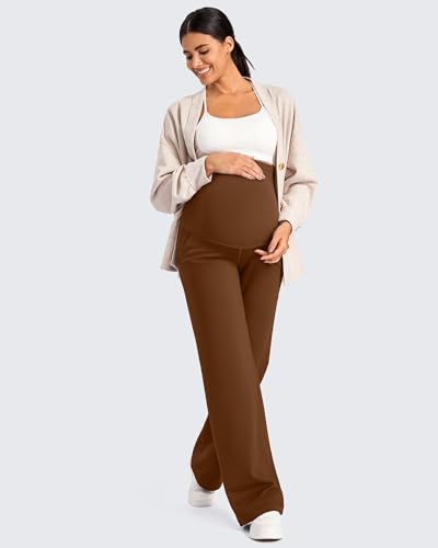 G4Free Fleece Lined Maternity Yoga Pants Winter Pregnancy Work Trousers - color: Dark Coffee, size: Large