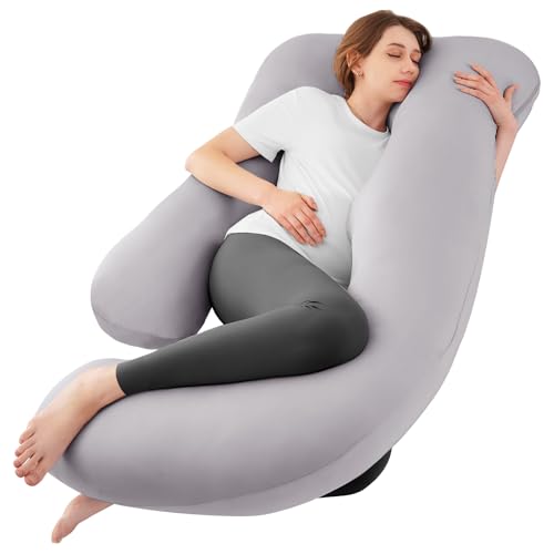 Cooling Pregnancy Pillows for Sleeping, 57'' Full Body Pillow, Light Grey - color: Light Grey, size: 57 Inch