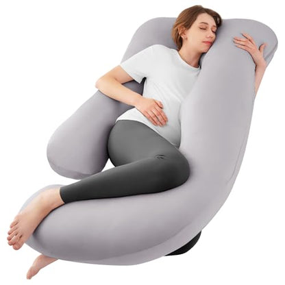Cooling Pregnancy Pillows for Sleeping, 57'' Full Body Pillow, Light Grey - color: Light Grey, size: 57 Inch