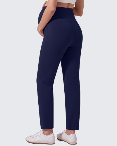 G4Free EverGoing Maternity Work Pants Tapered Ankle Pregnancy Trousers - color: Royal Blue, size: Medium