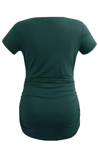 Smallshow Women's Side Ruched Tunic Maternity Shirts 3 Packs - color: Deep Green-deep Grey-wine(3 Pack), size: X-Large