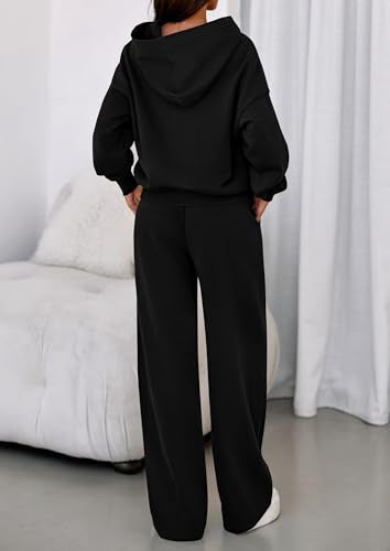 PRETTYGARDEN 2 Piece Lounge Sets for Women Matching Sweatsuits - color: Black, size: Medium
