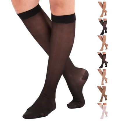 ABSOLUTE SUPPORT Sheer Womens Compression Socks 15-20 mmHg - color: Black, size: 4X-Large