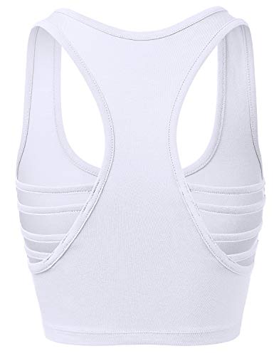 Women's Sleeveless Racerback Crop Tank Top Camisole Backless Scoop Neck Shirts - color: 964-white, size: X-Large