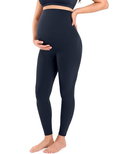 MOMANDA Seamless Maternity Leggings 25" - color: Twilight Blue, size: XX-Large