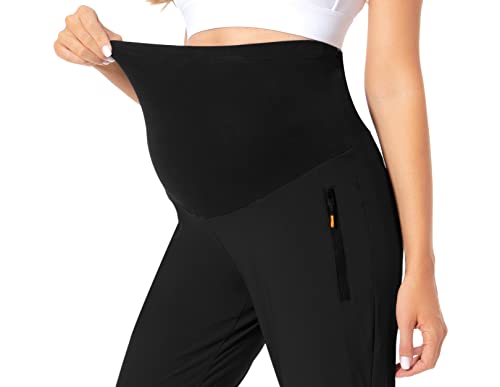 V VOCNI Maternity Joggers Quick-Dry Pregnancy Scrub Pants - color: 01-black, size: Medium