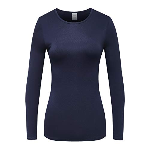OThread & Co. Women's Long Sleeve T-Shirt Comfy Underscrub Tee Basic Stretch Layer - color: Navy, size: X-Large