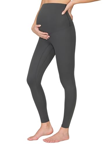Maternity Leggings Over The Belly - Pregnancy Yoga Pants Soft Workout Leggings - color: Grey, size: X-Small