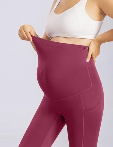 Enerful Maternity Leggings for Women - color: 2pack Black/Wine Red, size: Medium