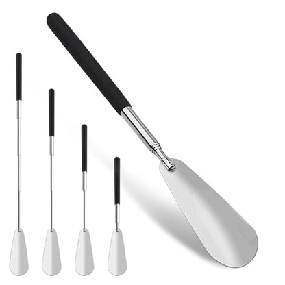 Shoe Horn Extra Long Handle, Telescopic Metal Adjustable Length 3" to 25"