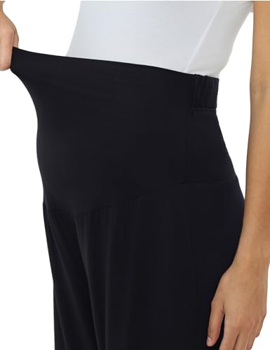 Joyaria Bamboo Viscose Maternity Pajamas Pants Over Belly - color: Black, size: Medium