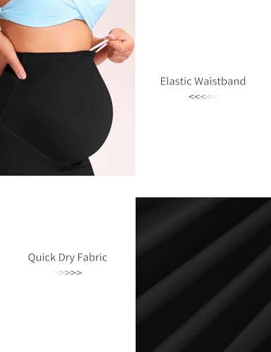 Mama Land Maternity Swim Shorts Over the Belly - color: Black, size: Medium