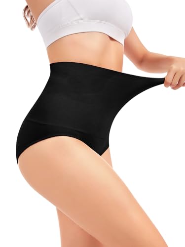 OVRUNS Tummy Control Shapewear Panties for Women High Waisted Compression Underwear C Section Postpartum Full Coverage Briefs - color: Black, size: Small
