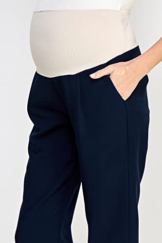 LaClef Women's Over The Belly Relaxed Fit Maternity Pants - color: Navy, size: Small