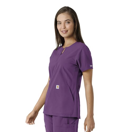 Carhartt Scrubs C12413 Women's Force® Essentials Modern Fit Notch Neck - color: Eggplant, size: Small