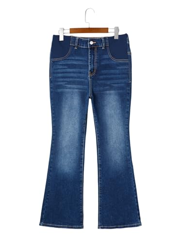 BLENCOT Women Maternity Jeans Bootcut High Rise Denim Pregnancy Pants Work - color: Navy Blue, size: Medium
