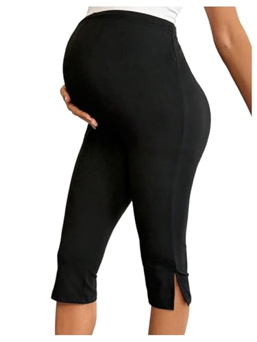Milumia Women's Maternity Capri Leggings Side Split Pregnancy Cropped Pants - size: X-Large