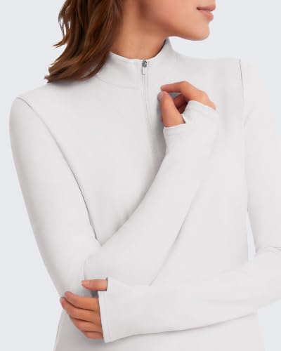 G4Free Lightbreeze Maternity Shirts Long Sleeve Half Zip Mock Neck Yoga - color: White, size: Large