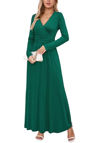 OUGES Women's Warp Pockets Maxi Fall Winter Cocktail Formal Dress 2026 - color: A-green, size: X-Large