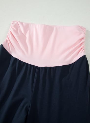BLENCOT Women's Maternity Pants Wide Leg Over The Belly Pregnancy Pants - color: Sail Blue, size: Small