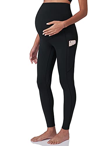 POSHDIVAH Maternity Workout Leggings Pregnancy Yoga Pants Pockets - color: Black, size: Medium
