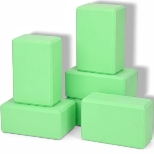 Wettarn 6 Pack EVA Yoga Blocks Bulk, Non Slip Pilates Brick - color: Green