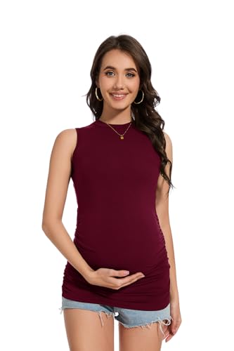 Smallshow Women's Maternity Tank Top 3 Pack - color: Black-light Grey-maroon(3 Pack), size: Medium