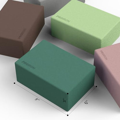 PROIRON Yoga Blocks, 2 Pack Supportive High Density Premium Eva Foam, Soft Non-Slip Surface with Curved Edges Stretch Blocks For Yoga, Pilates, Stretching - color: Pine Green