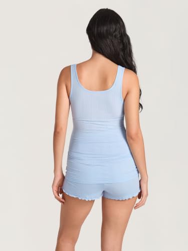 MOMANDA Modal Ribbed Maternity Tank Tops - color: Light Glacier, size: X-Small