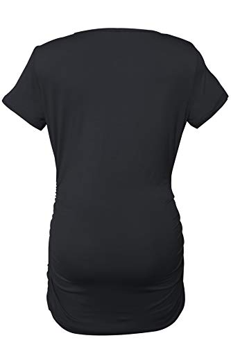 Smallshow Women's Side Ruched Tunic Maternity Shirts 3 Packs - color: Black/Light Grey/Army Green, size: Medium