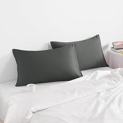 NTBAY Standard Microfiber Pillowcases, Set of 2, Dark Grey - color: Dark Grey, size: Standard (20"x26")