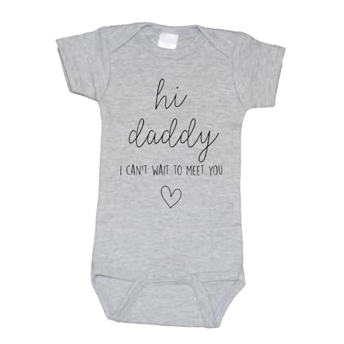 Bump and Beyond Designs Baby Pregnancy Announcement Hello Daddy I Can't Wait to Meet You - color: Heather Grey, size: 0-3 Months