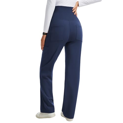 Women's Maternity Scrub Pants with 6 Pockets & 4-Way Stretch - color: Navy, size: XX-Large