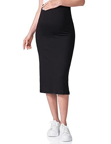 POSHDIVAH Maternity Skirt Over The Belly - color: Black, size: Small