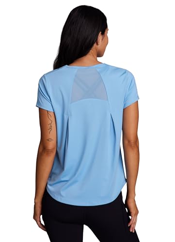 RBX Active Women's Workout Top with Mesh Panels, Breathable Quick Drying Gym Running T-Shirt, with Plus Sizes - color: Light Blue, size: Medium