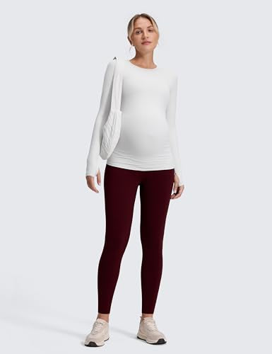 CRZ YOGA Maternity Leggings 28 - color: Red Merlot, size: Medium