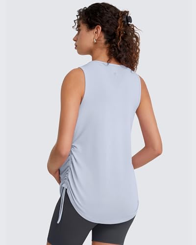 G4Free Lyocell Maternity Tank Tops Pregnancy Sleeveless Workout Shirts - color: Light Denim, size: Large