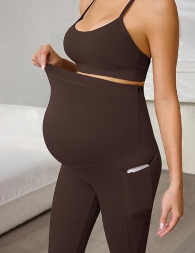 Buttergene 3 Pack Maternity Leggings with Pockets - color: Black/Dark Grey/Coffee, size: Small