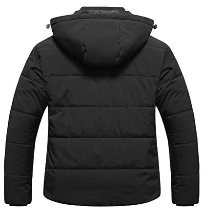 CREATMO US Women's Plus Size Warm Puffer Jacket Waterproof Fleece Lined Winter Coat with Removable Hood - color: Black, size: 4X