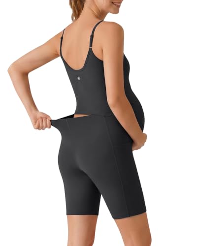 G4Free BareFeel Built in Bra Maternity Romper Smart Back Opening Jumpsuit - color: Black, size: X-Small
