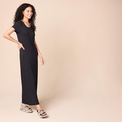 Amazon Essentials Women's Short-Sleeve Maxi Dress - color: Black, size: Small