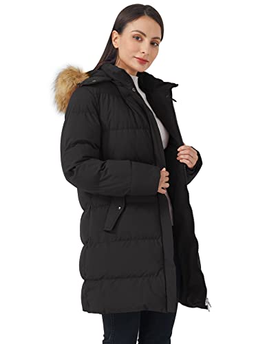 WenVen Women's Winter Thickened Long Puffer Coat Warm Parka Jacket - color: Black, size: XX-Large