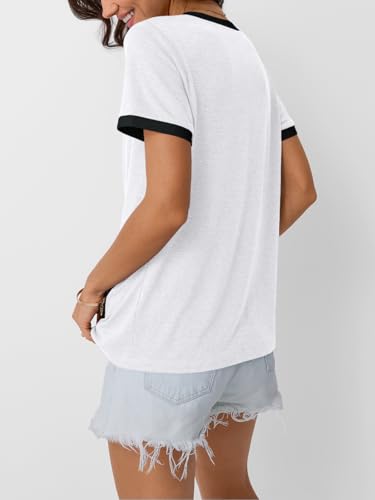 AUTOMET Womens Short Sleeve T-Shirts V Neck Summer Tops Comfy Clothes 2026 - color: White, size: Medium