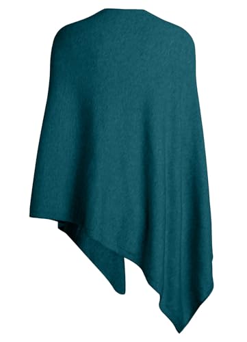 PULI Women's Versatile Knit Shawl Poncho Sweater Button Scarf - color: Dark Cyan
